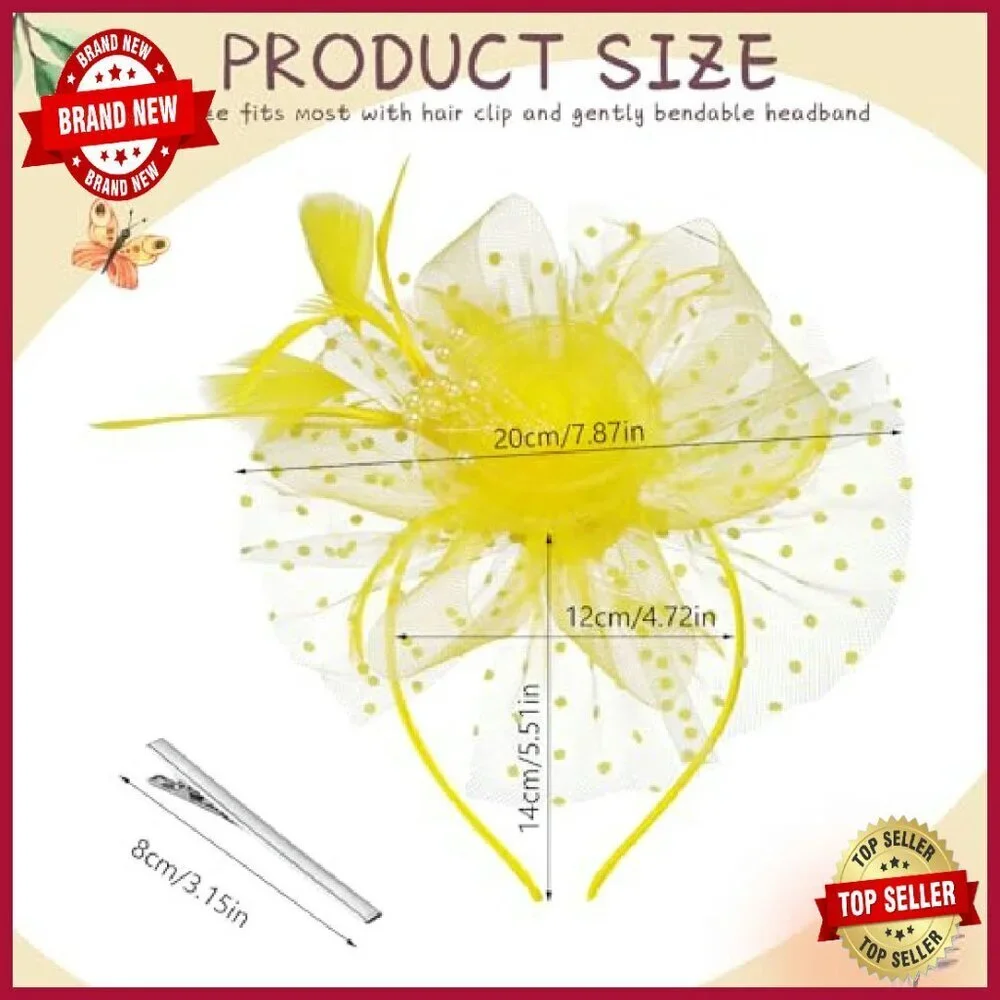 12 Pcs Fascinator Hats Feather Mesh Hair Clip Party Wedding Accessories